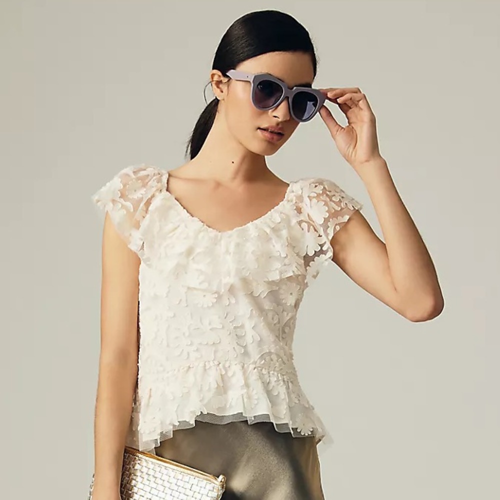 ANTHROPOLOGIE TEXTURED OFF THE SHOULDER TOP - Picture 2 of 14